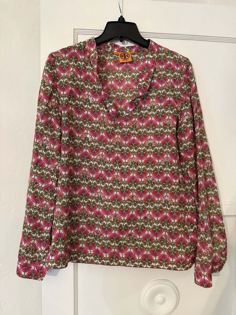 Tory Burch Floral Sequin Embellished Cotton Blouse Size 10